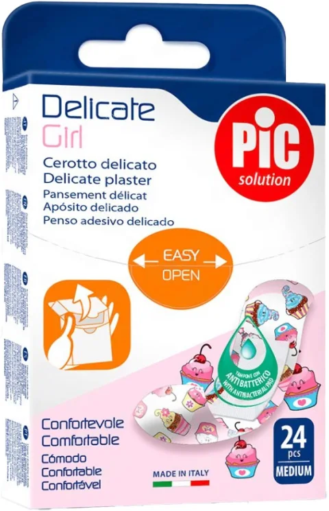 Пластырь Pic Solution Delicate Girl С антибактериальной подушечкой (19x72мм, 24шт)