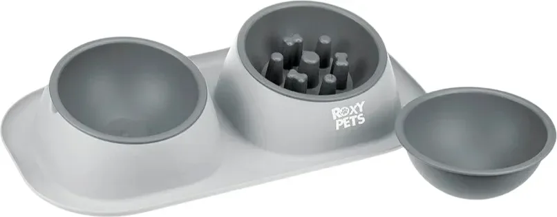 Набор мисок для животных Roxy-Pets DM + миска для медленного поедания (смоки)