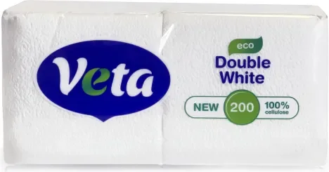 Бумажные салфетки Veta Double White Eco (12x200шт, неокрашенные)