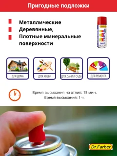Эмаль MAV Dr Farber Акриловая универсальная RAL9005 (520мл, глянцевый) — фото 5