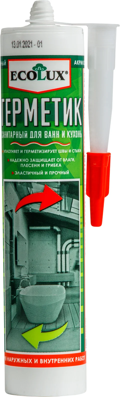 Герметик акриловый Ecolux Санитарный (290мл, прозрачный)