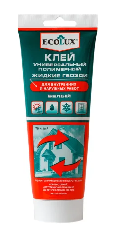 Жидкие гвозди Ecolux Универсальный полимерный (200мл, белый) — фото 1