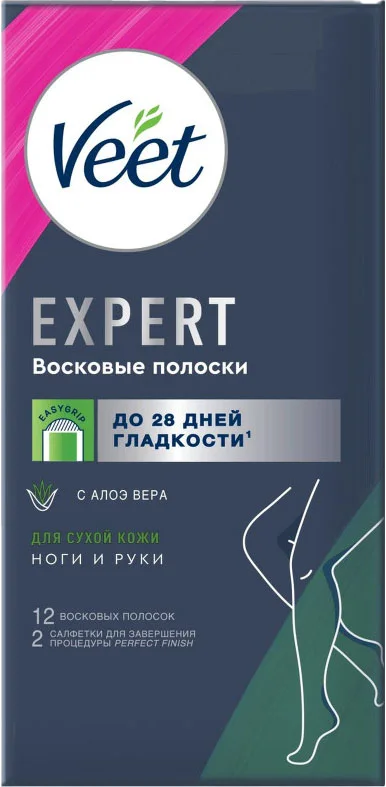 Восковые полоски Veet Expert для сухой кожи (12шт)