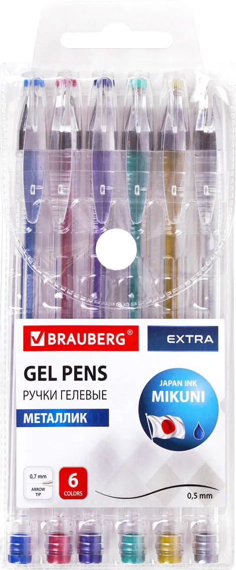Набор гелевых ручек Brauberg Extra / 143907 (6цв)