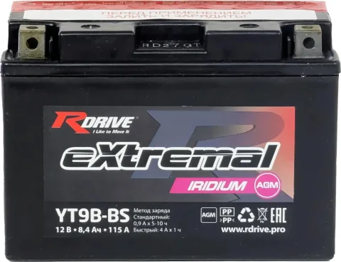 Мотоаккумулятор RDrive eXtremal Iridium YT9B-BS (8 А/ч)
