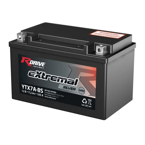 Мотоаккумулятор RDrive eXtremal Silver YTX7A-BS (7.2 А/ч)