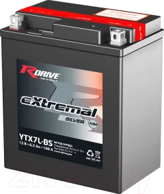 Мотоаккумулятор RDrive eXtremal Silver YTX7L-BS (6.3 А/ч) — фото 1