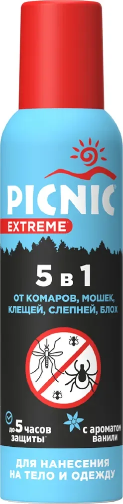 Аэрозоль от насекомых PICNIC Extreme с ароматом ванили 5 в 1 (150мл)