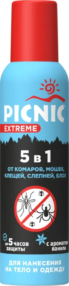 Аэрозоль от насекомых PICNIC Extreme с ароматом ванили 5 в 1 (150мл) — фото 1