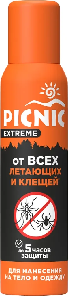 Аэрозоль от насекомых PICNIC Extreme от всех видов летающих насекомых и клещей (150мл) — фото 1