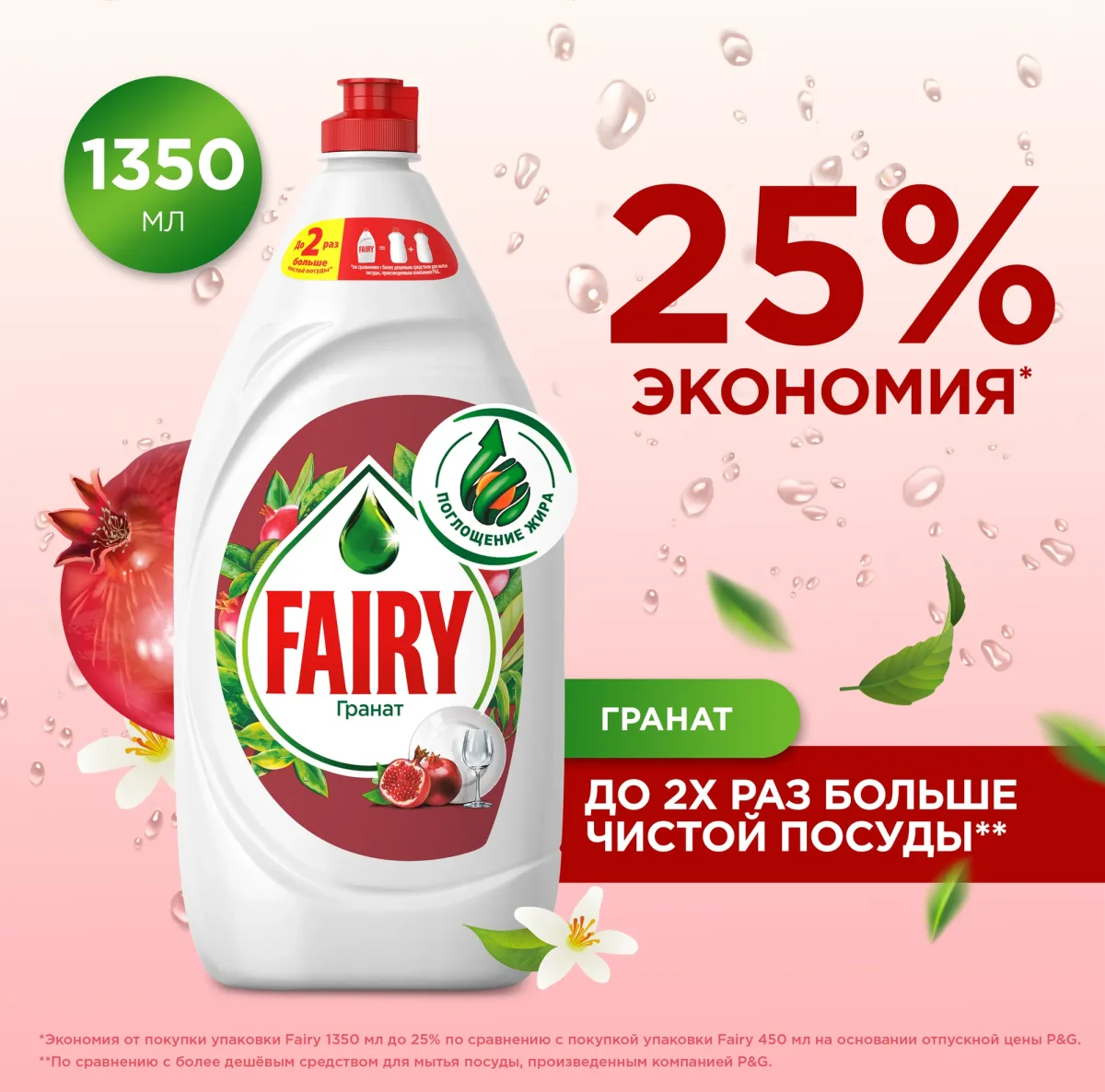 Средство для мытья посуды Fairy Гранат (1.35л)