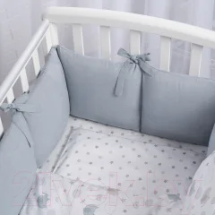 Комплект постельный для малышей Perina Fancy Слоники / F3-01.10 (3 предмета, голубой) — фото 4