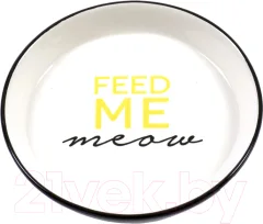 Миска для животных Duvo Plus Feed Me Meow / 10279/DV (черный/белый) — фото 1