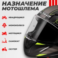 Мотошлем LS2 FF353 Rapid 2 Rokku (L, черный матовый/желтый) — фото 3