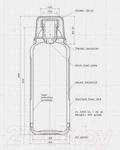 Термос для напитков Bobber Flask-1000 Matte (матовый) — фото 6