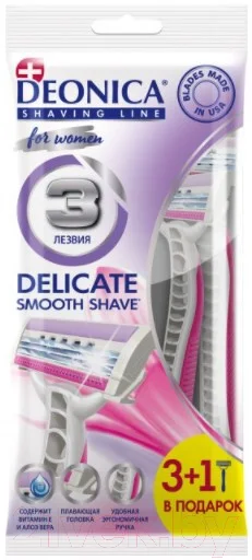 Набор бритвенных станков Deonica For Women Одноразовый 3 лезвия (4шт)