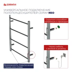 Полотенцесушитель электрический Двин Fs plaza neo 80/50 (черный матовый) — фото 4