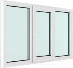Окно ПВХ Brusbox Futuruss 3 части Поворотно-откидная центральная створка 2 стекла (1750x2200x60) — фото 3