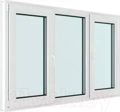 Окно ПВХ Brusbox Futuruss 3 части Поворотно-откидные створки по краям 3 стекла (1300x2000x70) — фото 1