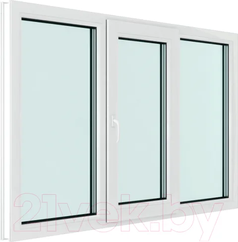 Окно ПВХ Rehau Futuruss 3 части Поворотно-откидная центральная створка 3 стекла (1500x2200x70)