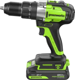 Аккумуляторная дрель-шуруповерт Greenworks GD24DD60 бесщеточная 24V / 3704107CUA (с АКБ 2Ач и ЗУ) — фото 7