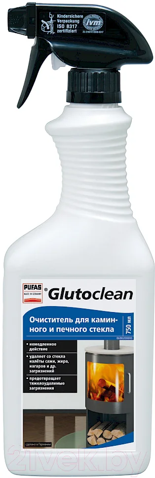 Средство для мытья стекол Pufas Glutoclean Для каминного и печного стекла (750мл)