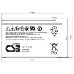 Аккумуляторная батарея CSB GP 1272 F2 12V/7.2Ah — фото 3