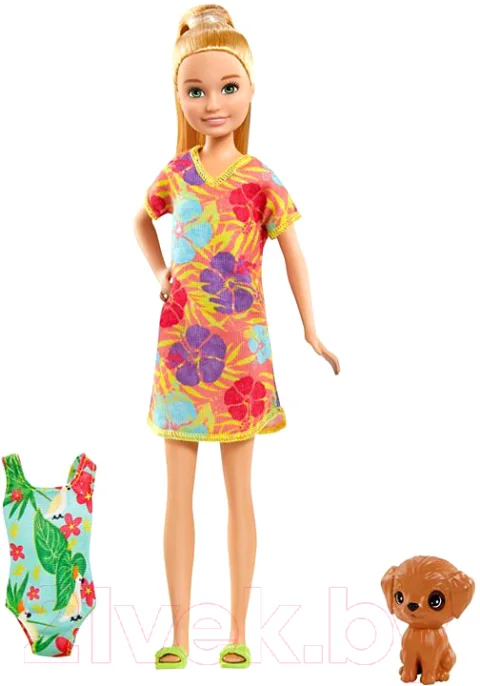Кукла с аксессуарами Mattel Стейси рыжеволосая в платье с питомцем / GRT89