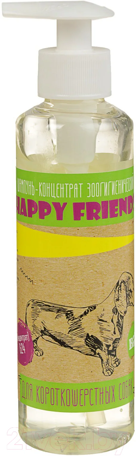 Шампунь для животных Happy Friends Для короткошерстных собак (240мл)