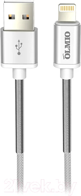 Зарядный кабель Olmio Hd USB 2.0 - lightning 2.1A / 038645 (1.2м, белый)