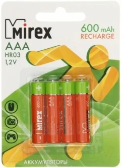 Комплект аккумуляторов Mirex HR03 / HR03-06-E4 (4шт) — фото 1