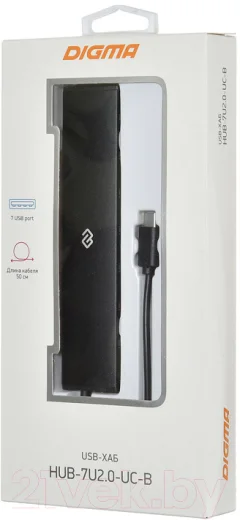 USB-хаб Digma HUB-7U2.0-UC-B (черный) — фото 8