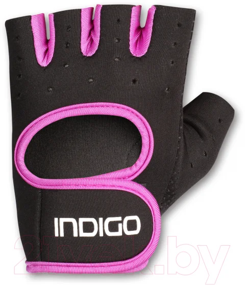 Перчатки для пауэрлифтинга Indigo Sport IN200 (S, черный/фиолетовый)