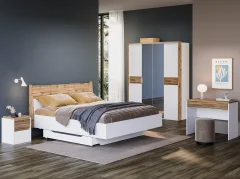 Двуспальная кровать MODULA Сэлва INV04K-1900/2181/1100(02) (дуб натюрель/белый премиум) — фото 6