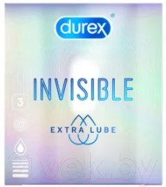 Презервативы Durex Invisible Extra Lube №3 из натурального латекса ультратонкие (3шт) — фото 1