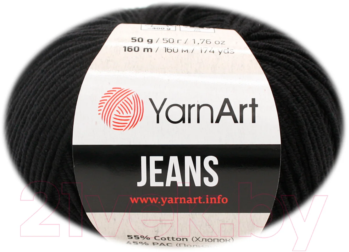 Пряжа для вязания Yarnart Jeans 53 (160м, черный)