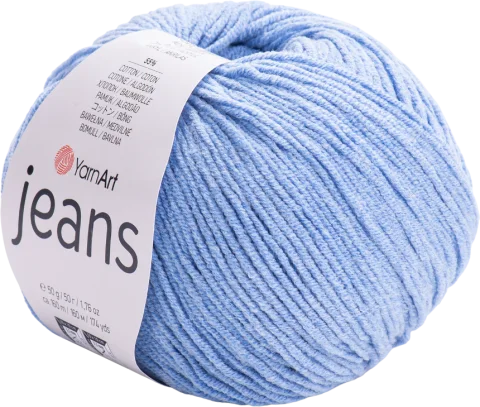 Пряжа для вязания Yarnart Jeans 55% хлопок, 45% акрил / 15 (160м, голубой)