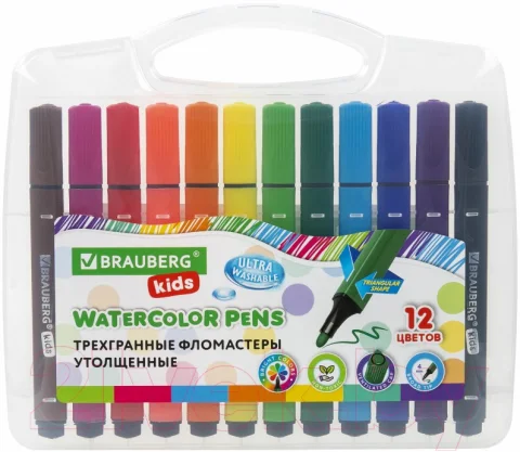 Фломастеры Brauberg Kids. Ультрасмываемые / 152191 (12цв)