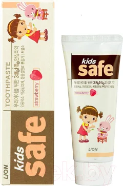 Зубная паста Lion Kids Safe со вкусом клубники от 3-х до 12 лет (90г) — фото 1