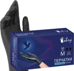 Перчатки одноразовые Libry Нитриловые текстурированные на пальцах / KN003BL (М, 100шт, черный) — фото 6