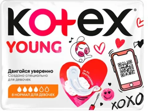 Прокладки гигиенические Kotex Янг Нормал для девочек (8шт)