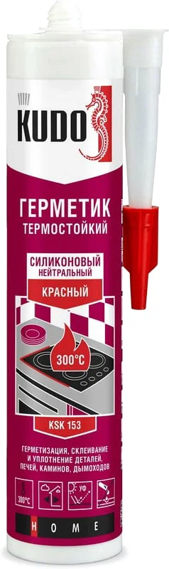 Герметик силиконовый Kudo Высокотемпературный / KSK-153 (280мл, красный) — фото 1