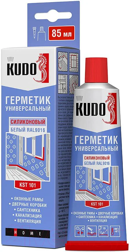 Герметик силиконовый Kudo KST-101 Универсальный (85мл, белый)