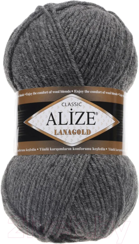 Пряжа для вязания Alize Lanagold 49% шерсть, 51% акрил / 182 (240м, средне-серый меланж)