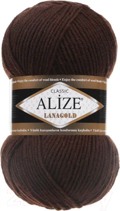 Пряжа для вязания Alize Lanagold 49% шерсть, 51% акрил / 26 (240м, коричневый) — фото 1
