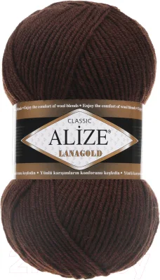 Пряжа для вязания Alize Lanagold 49% шерсть, 51% акрил / 26 (240м, коричневый) — фото 3