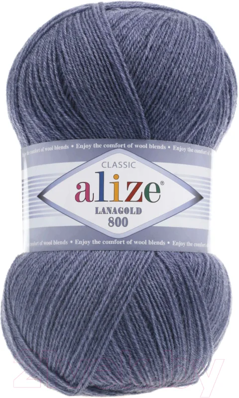 Пряжа для вязания Alize Lanagold 800 49% шерсть, 51% акрил / 203 (800м, джинс меланж)