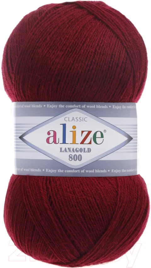Пряжа для вязания Alize Lanagold 800 49% шерсть, 51% акрил / 57 (800м, бордовый)