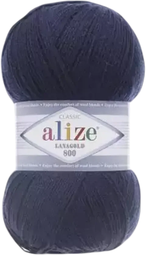 Пряжа для вязания Alize Lanagold 800 49% шерсть, 51% акрил / 58 (800м, темно-синий)