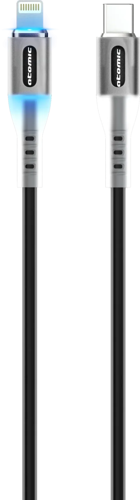 Зарядный кабель Atomic Ledit Usb-C-Lightning PD 27W LED / 30.374 (1.2м, черный)